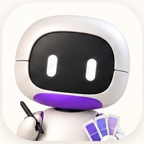 Sibby Marketing robot with a purple accent and color swatches